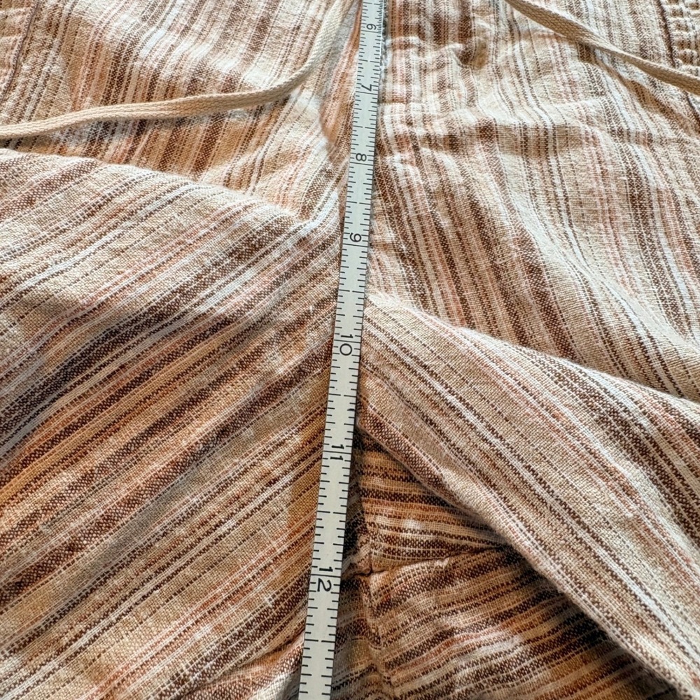Lee Striped Linen Blend Capri Pants Womens 14 Medium Relaxed Boho Cropped - Picture 6 of 8